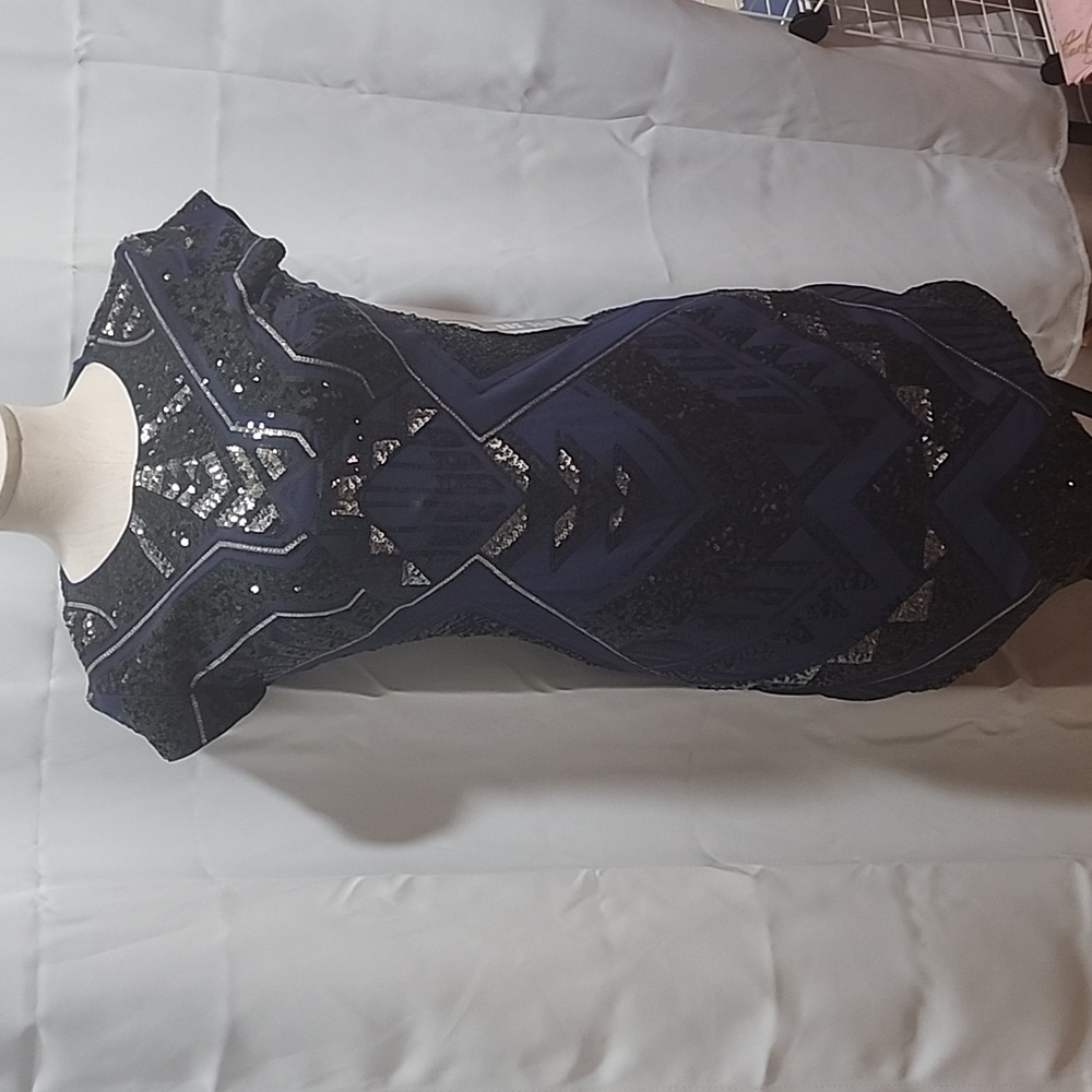 Express Blue Sequin Embellished Mini Dress